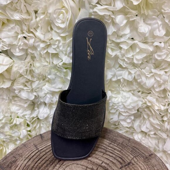Black Sandal with Black Gem Detailing - Picture 1 of 1